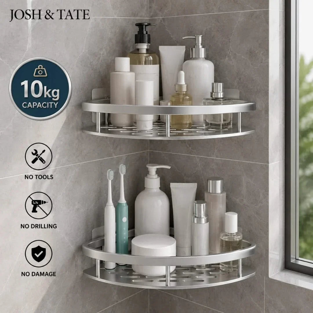 Adhesive Corner Shower Shelf, No Drilling