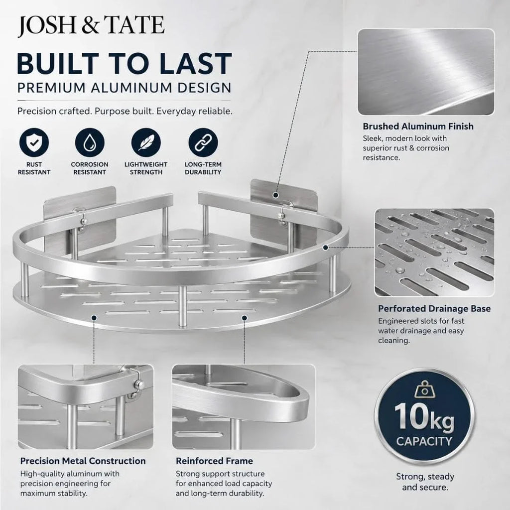 Adhesive Corner Shower Shelf, No Drilling