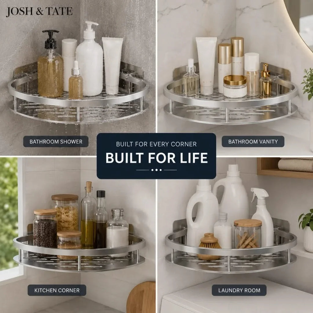 Adhesive Corner Shower Shelf, No Drilling