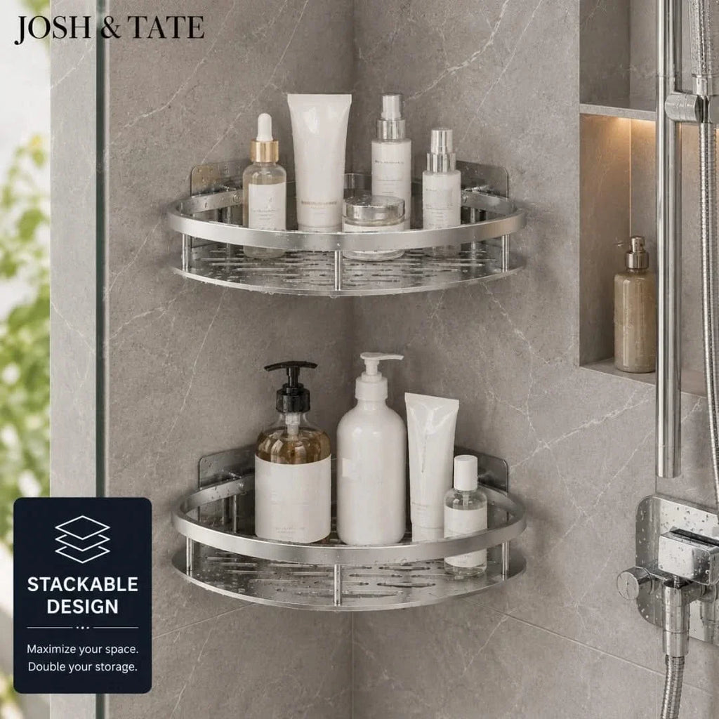 Adhesive Corner Shower Shelf, No Drilling