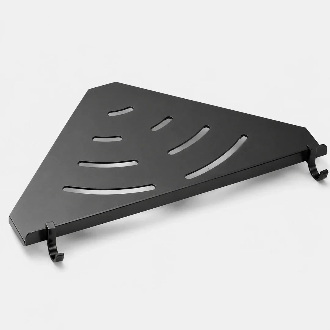 Black Corner Bathroom Shelf, Wall Mounted