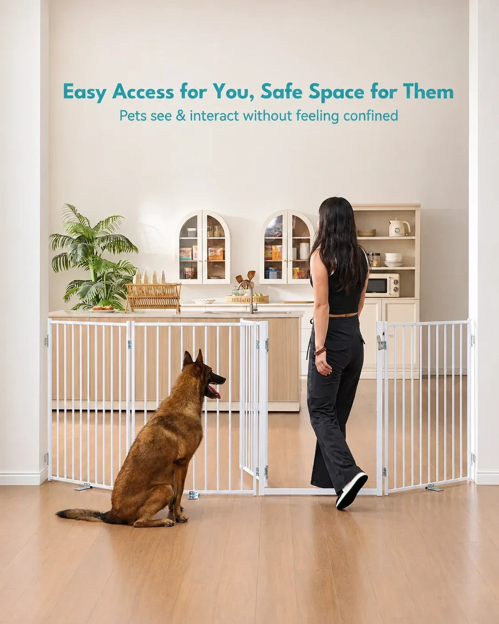 Extra-Wide Freestanding Metal Dog Gate