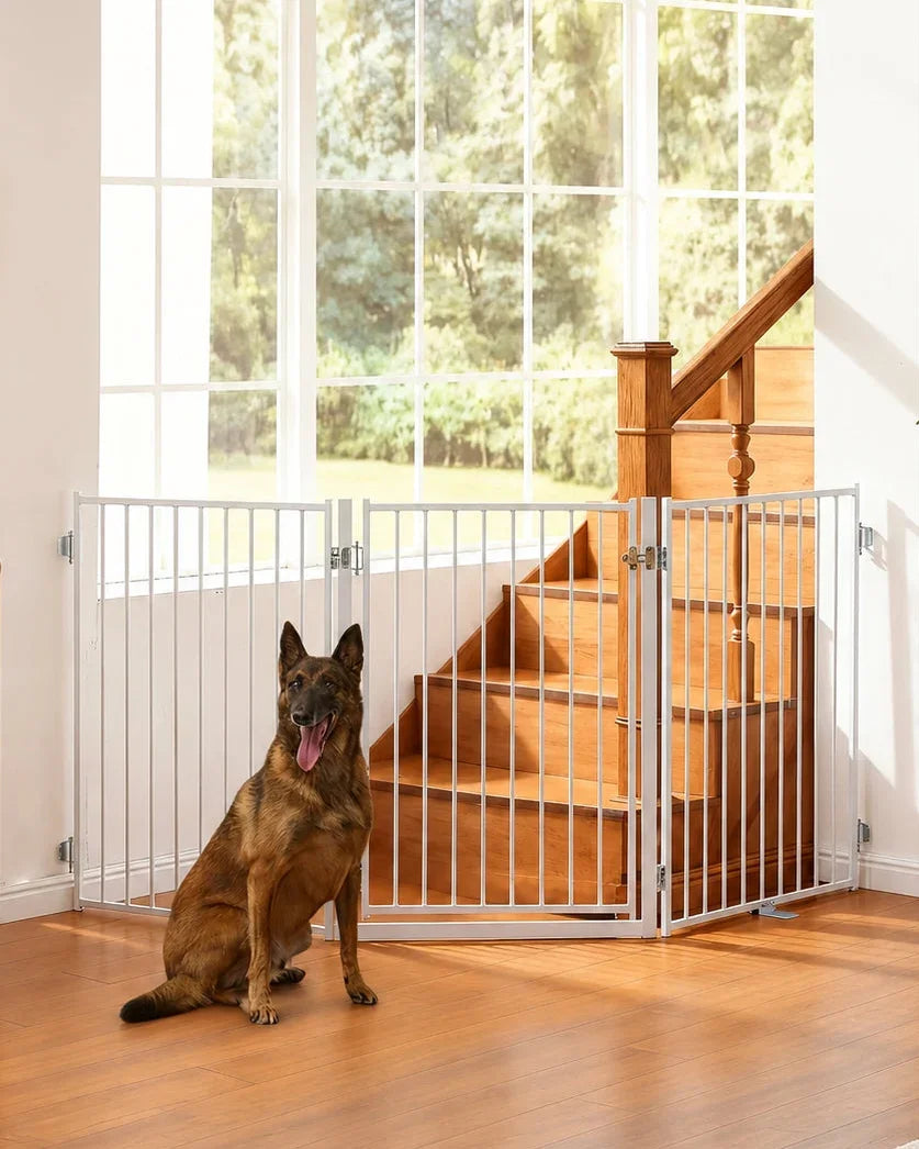 Extra-Wide Freestanding Metal Dog Gate