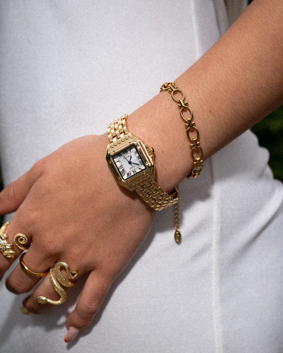 Women's Square Watch with Roman Numeral Dial