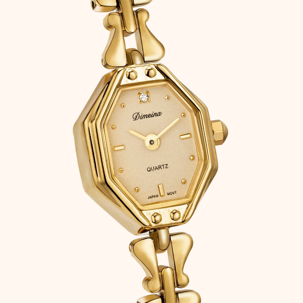 Women's Gold-Tone Geometric Bracelet Watch