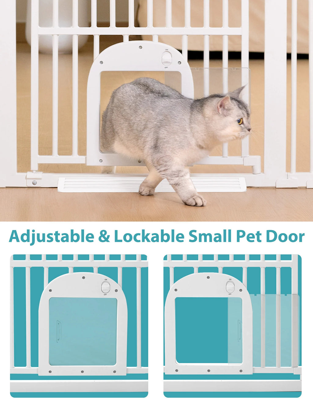 55-Inch Extra-Tall Pet Gate With Cat Door