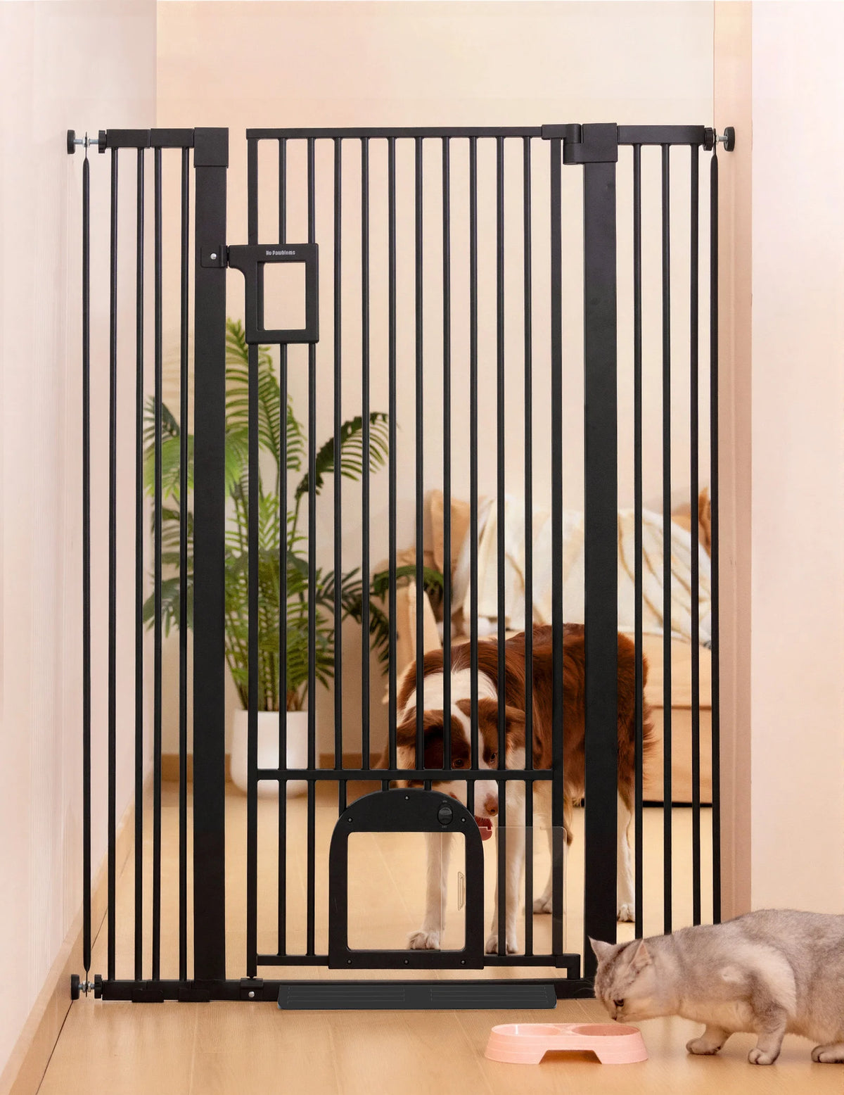55-Inch Extra-Tall Pet Gate With Cat Door