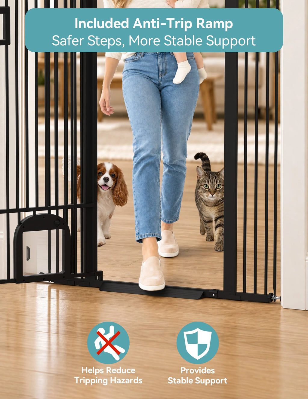55-Inch Extra-Tall Pet Gate With Cat Door