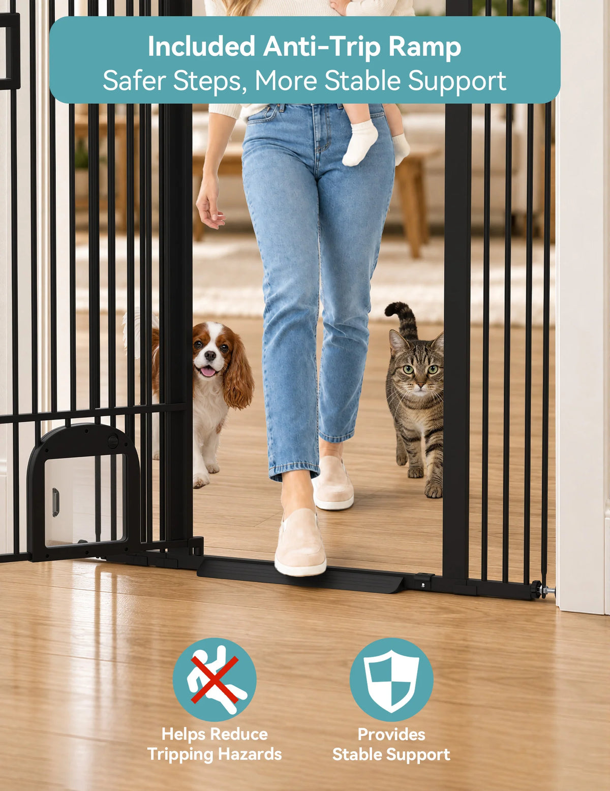 55-Inch Extra-Tall Pet Gate With Cat Door