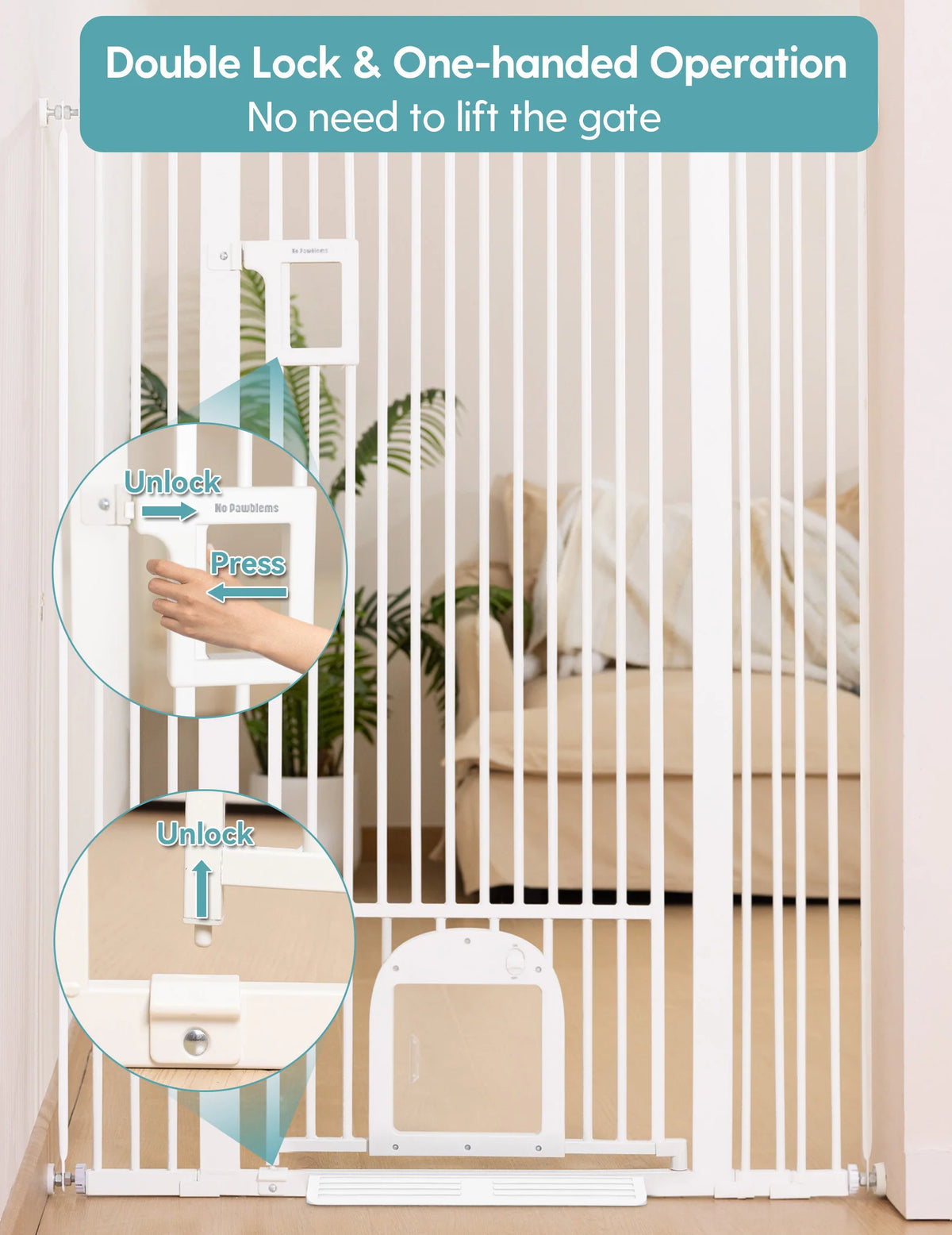 55-Inch Extra-Tall Pet Gate With Cat Door