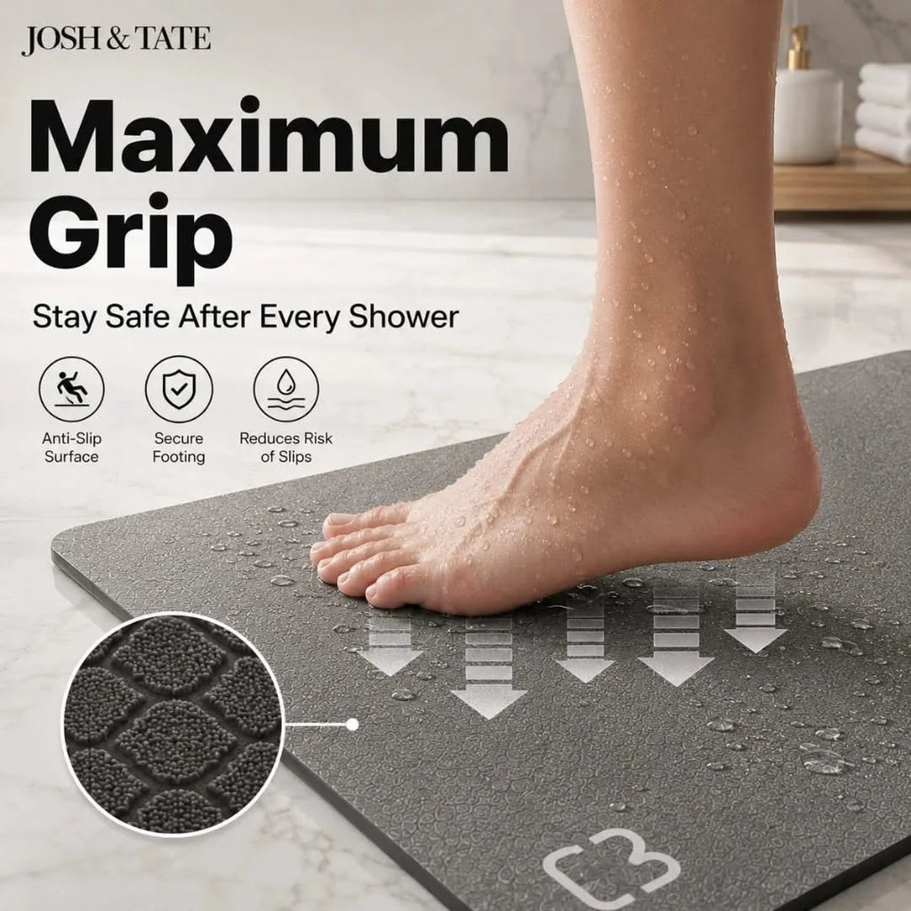 Non-Slip Diatomite Bath Mat, Six Colours
