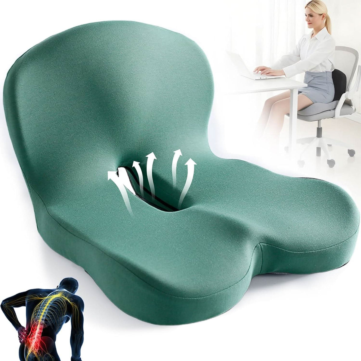 Contoured Memory Foam Seat Cushion for Chairs