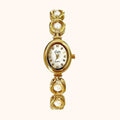 Women's Oval Dial Watch with Decorative Link Bracelet