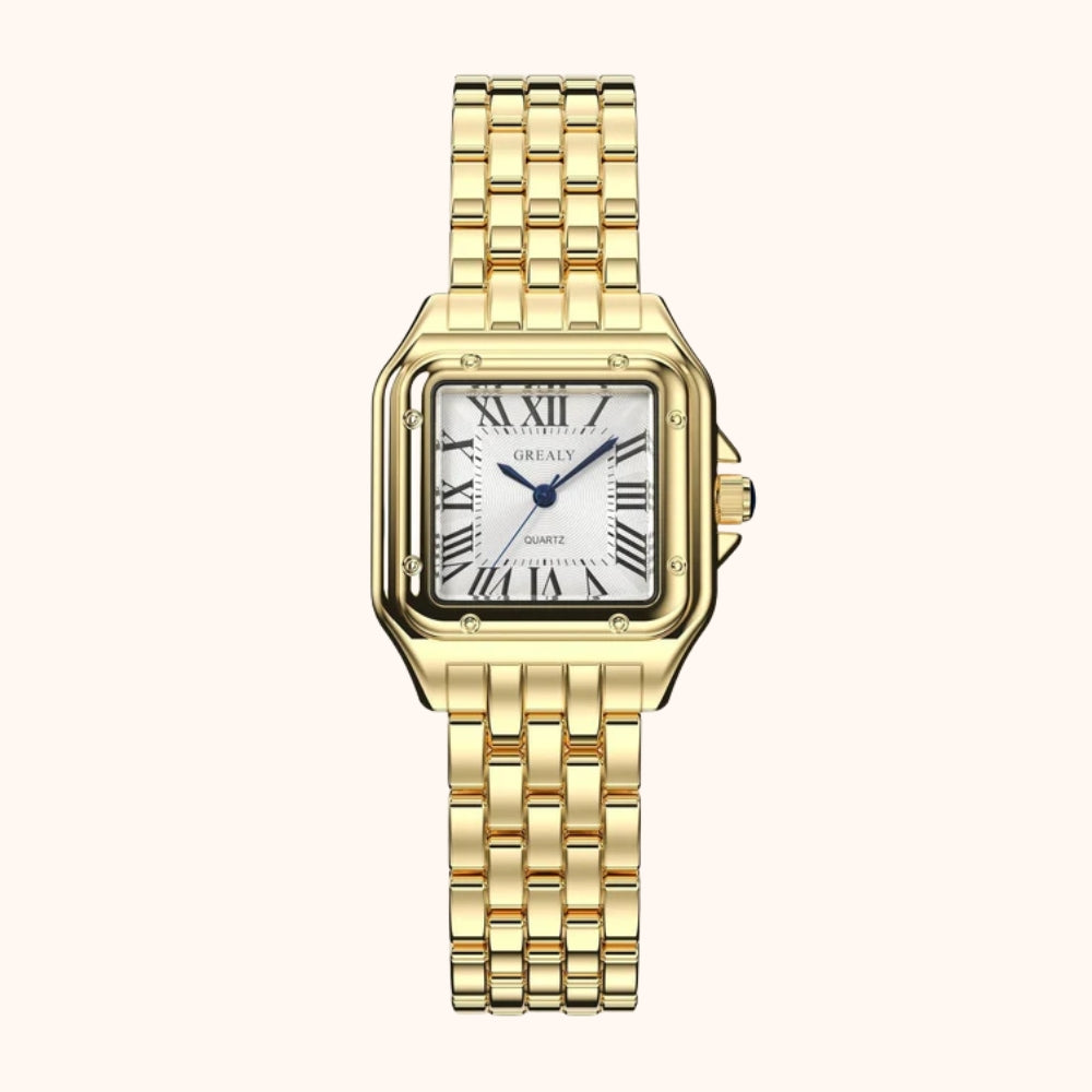 Women's Vintage Square Quartz Watch with Roman Numerals
