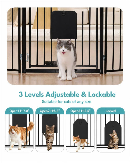 30-Inch Freestanding Dog Gate With Cat Door