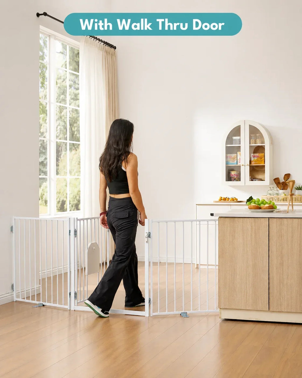 30-Inch Freestanding Dog Gate With Cat Door