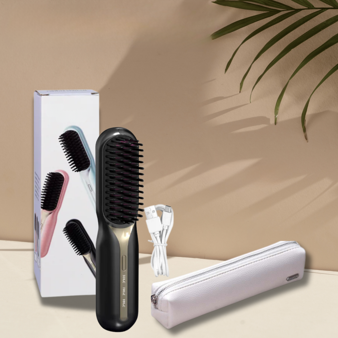 Cordless Heated Styling Brush, Straighten or Curl