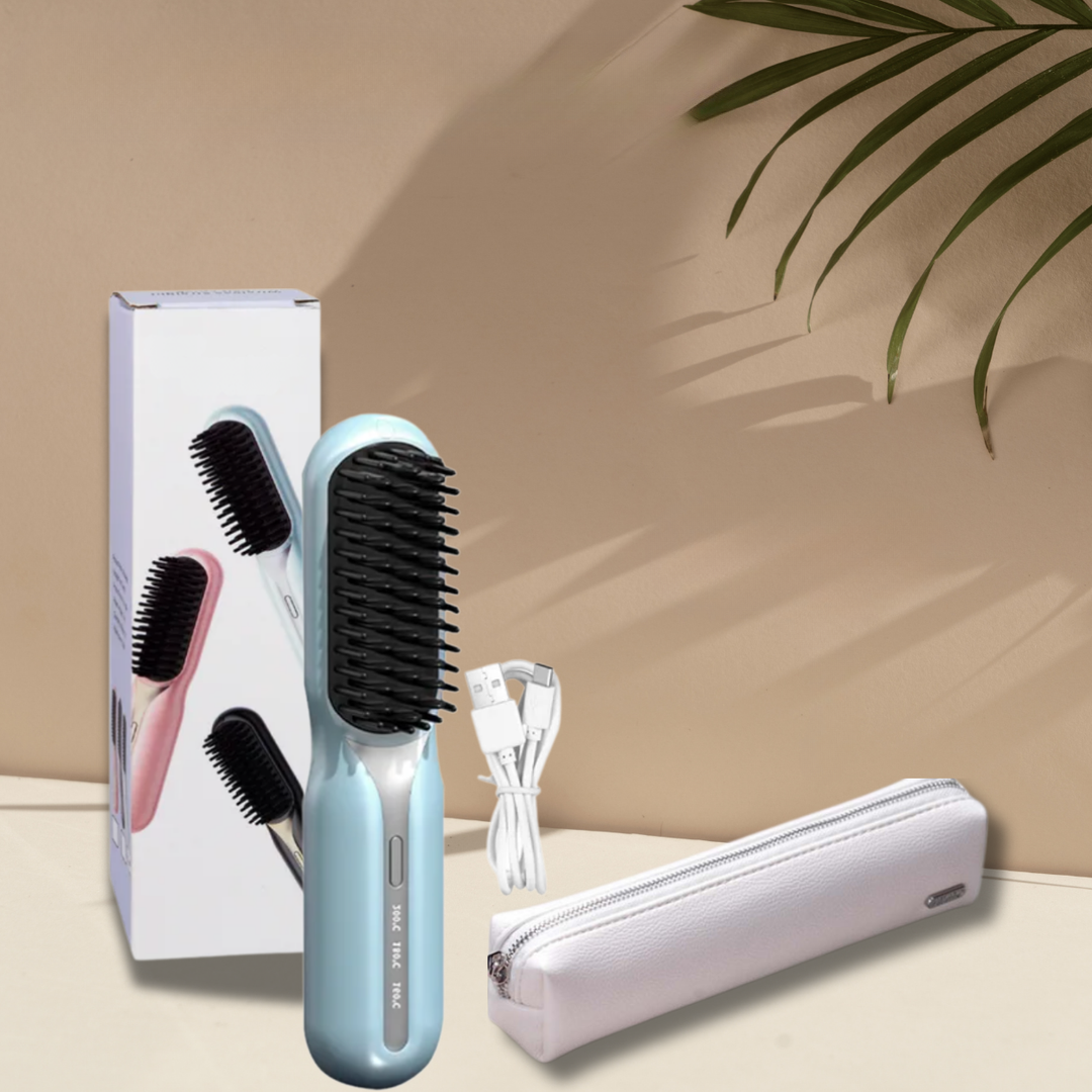 Cordless Heated Styling Brush, Straighten or Curl