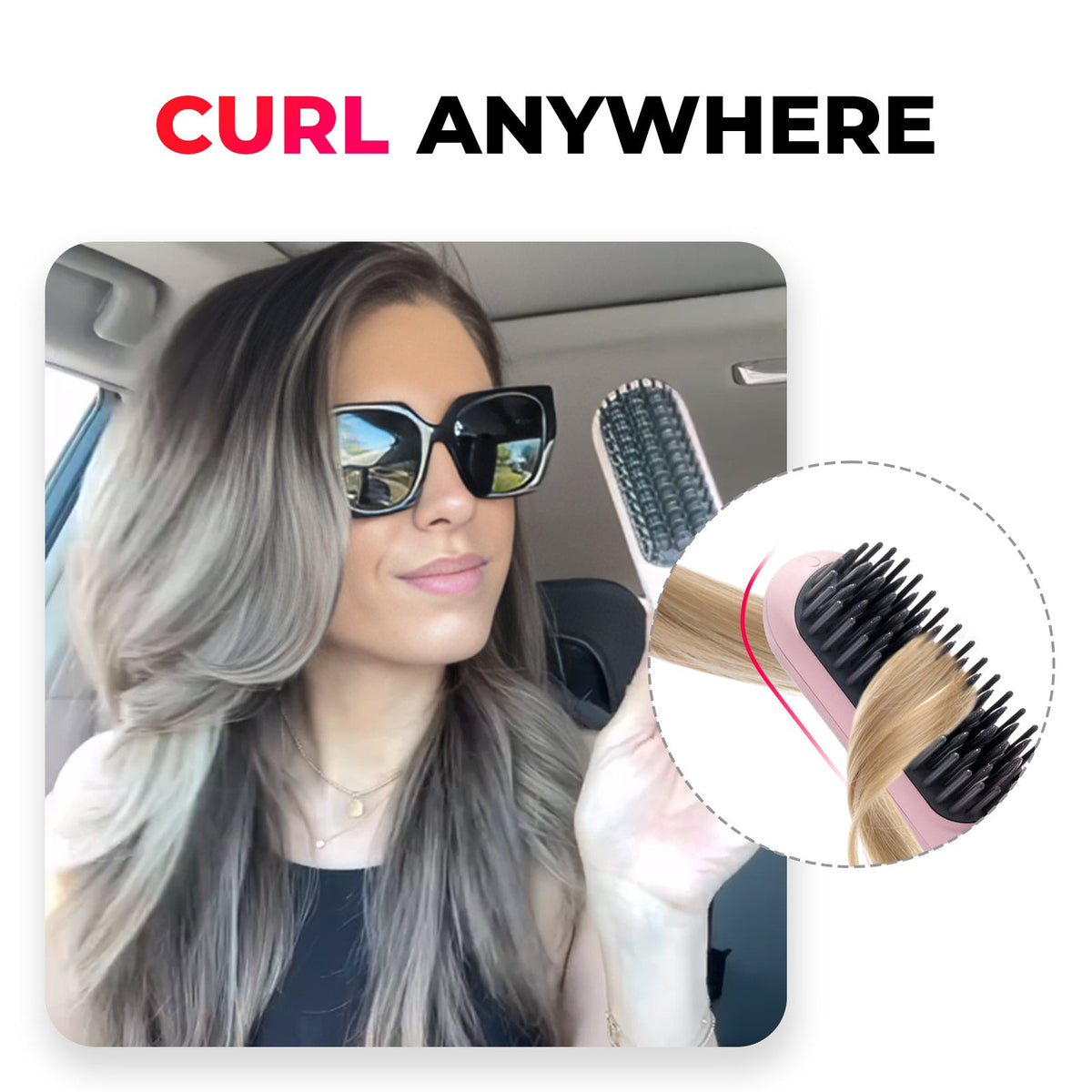 Cordless Heated Styling Brush, Straighten or Curl
