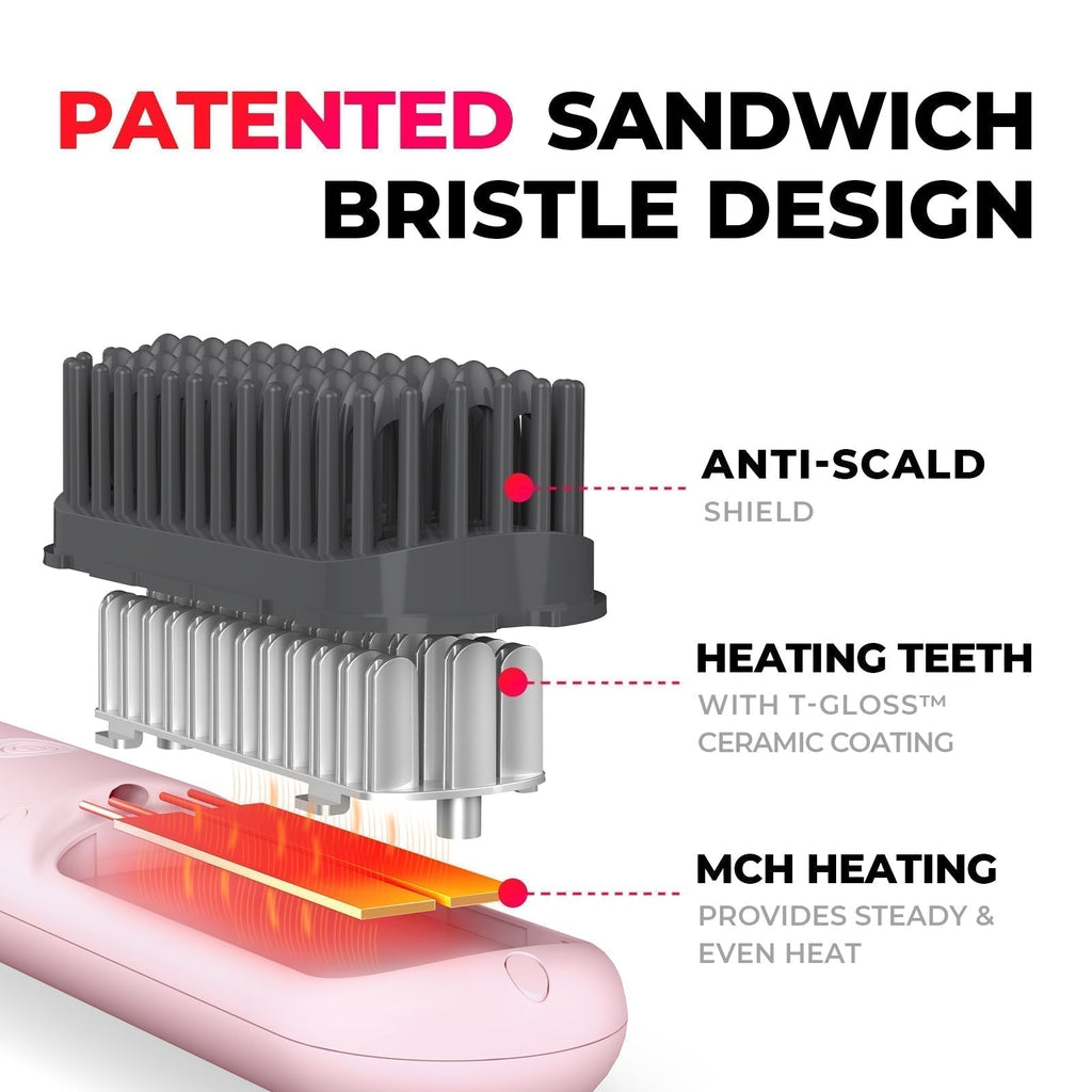 Cordless Heated Styling Brush, Straighten or Curl