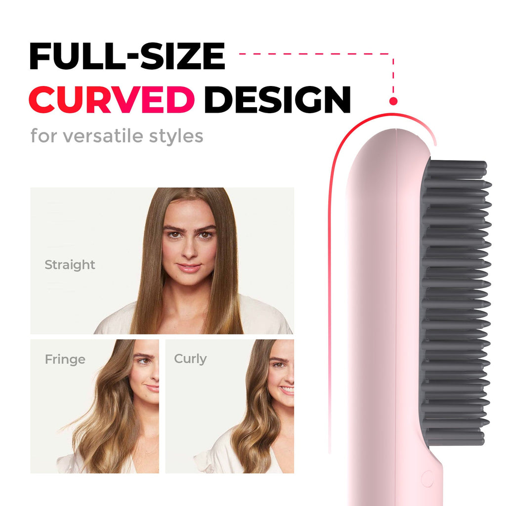 Cordless Heated Styling Brush, Straighten or Curl