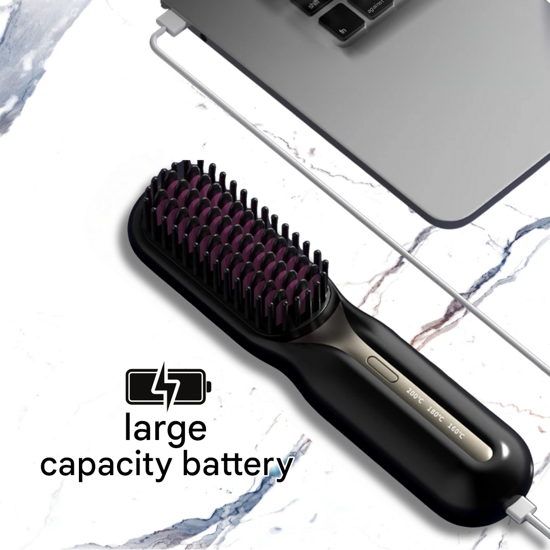 Cordless Heated Styling Brush, Straighten or Curl