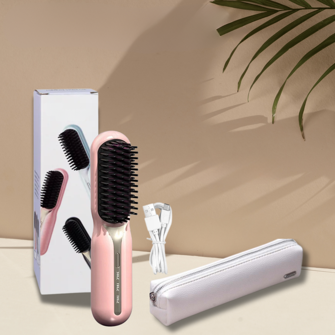 Cordless Heated Styling Brush, Straighten or Curl