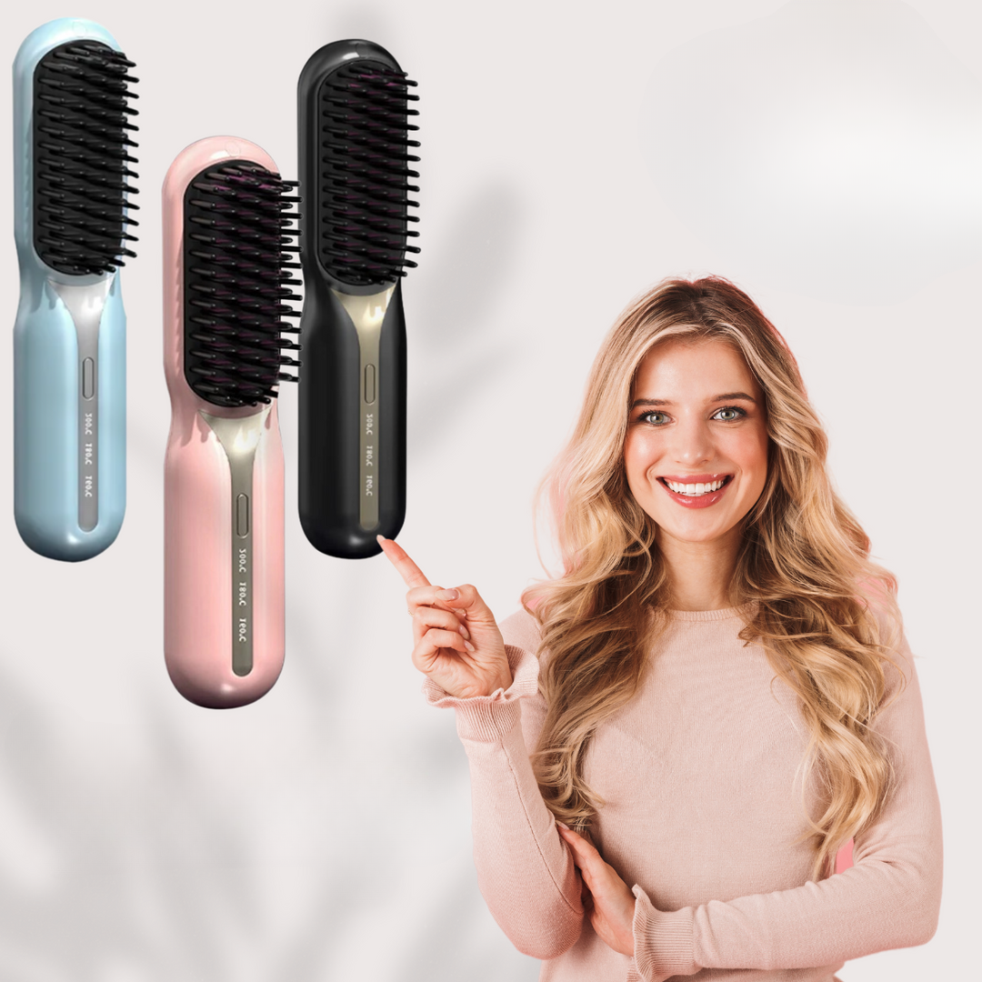 Cordless Heated Styling Brush, Straighten or Curl