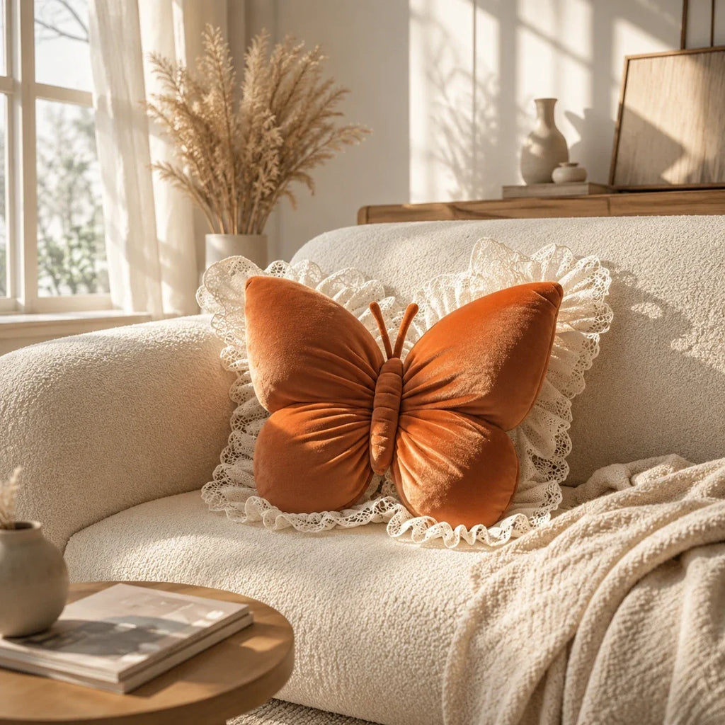 Butterfly Lace Cushion for Sofa and Bed