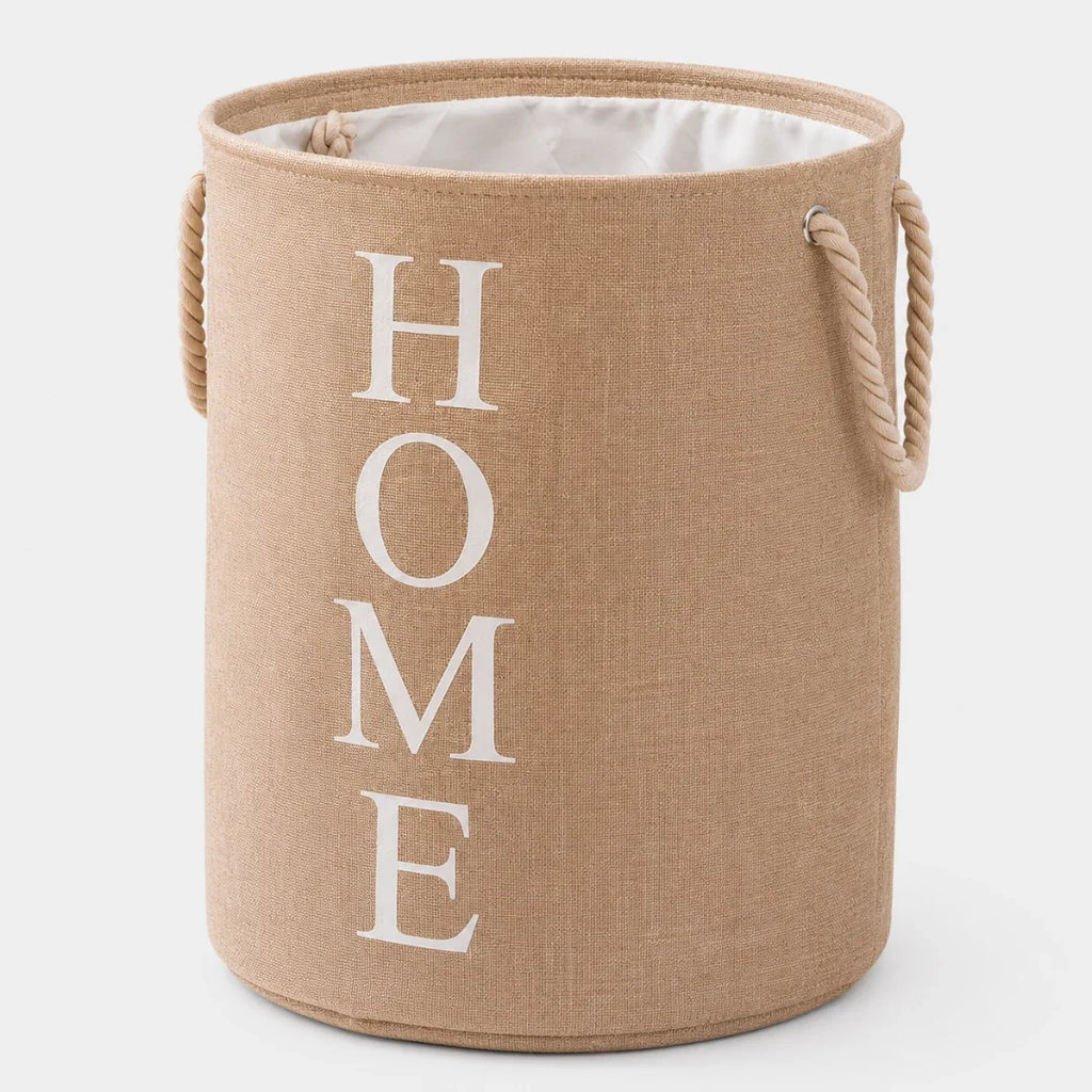 Woven Linen Look Laundry Basket, Foldable