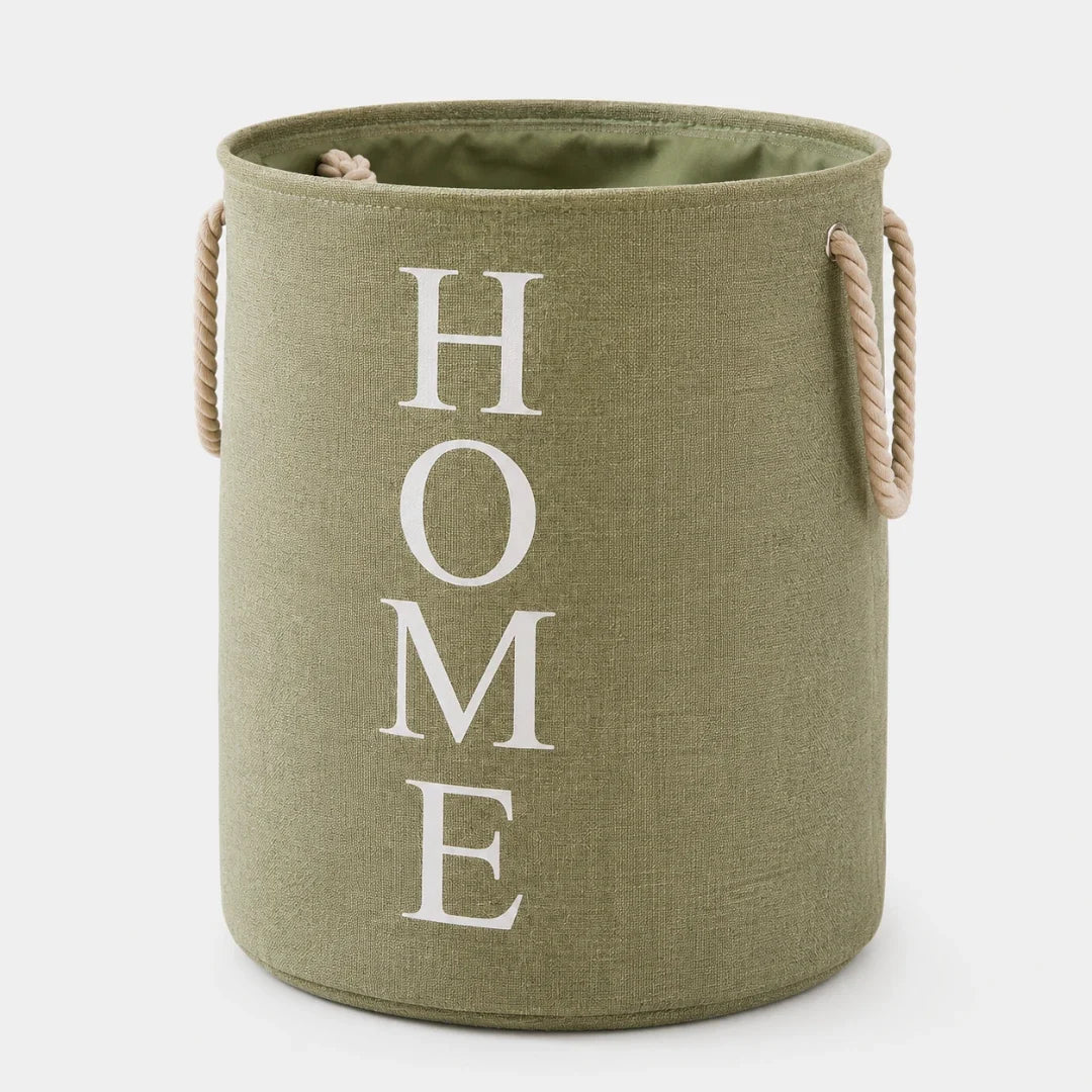 Woven Linen Look Laundry Basket, Foldable