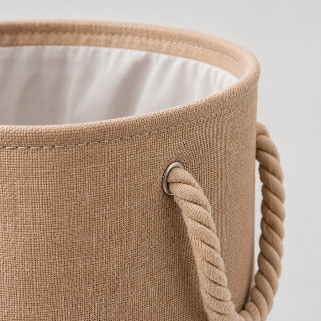 Woven Linen Look Laundry Basket, Foldable
