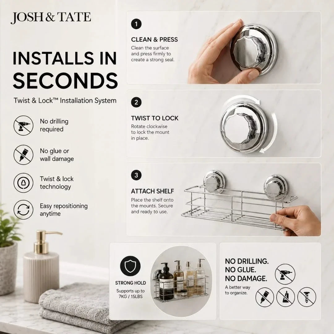 Small Wire Shower Basket, No Drilling