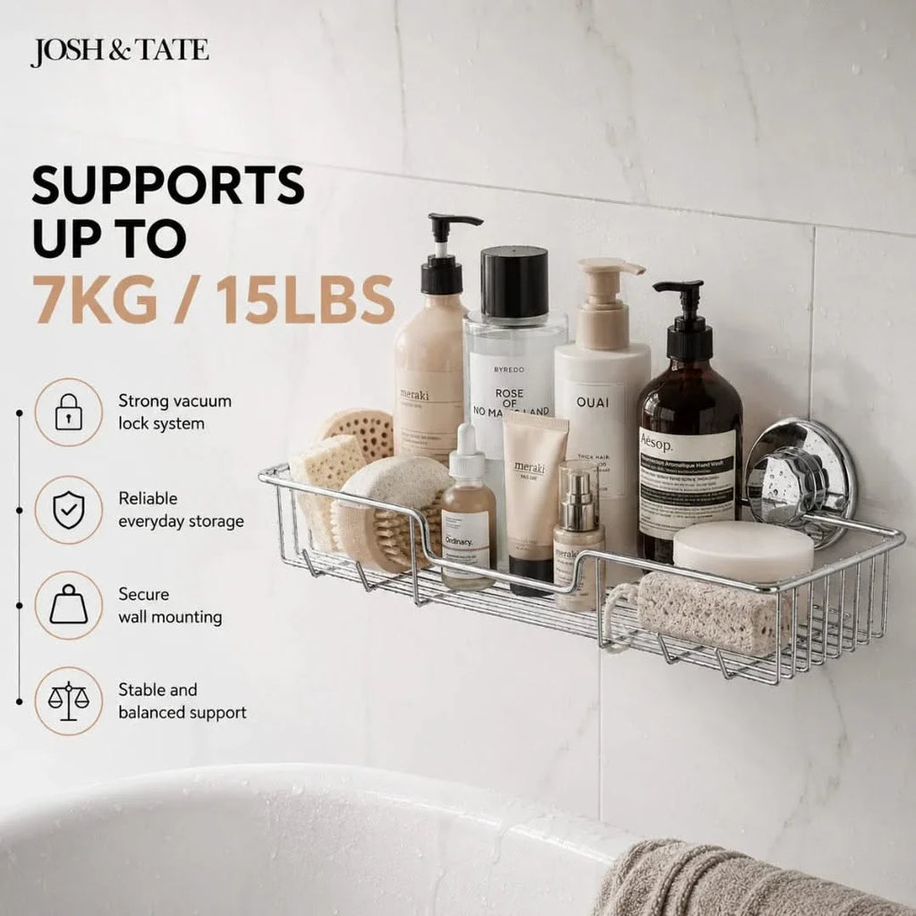 Twist-Lock Wire Shower Shelf, No Drilling