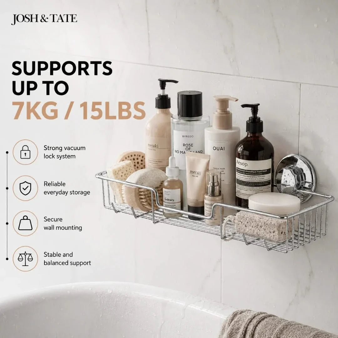 Twist-Lock Wire Shower Shelf, No Drilling