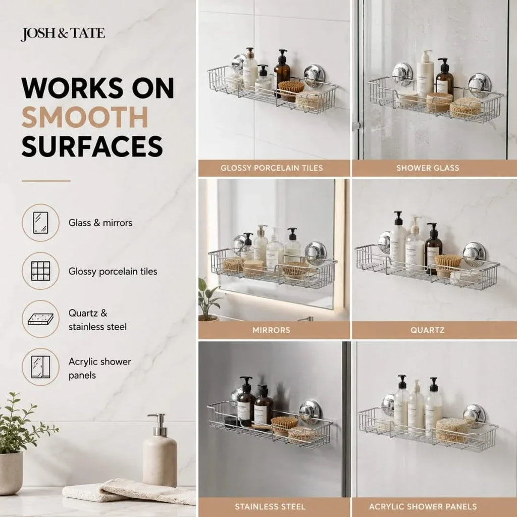Twist-Lock Wire Shower Shelf, No Drilling