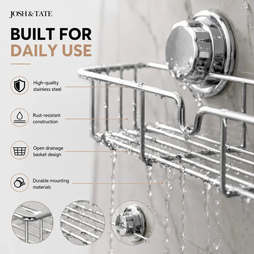Twist-Lock Wire Shower Shelf, No Drilling