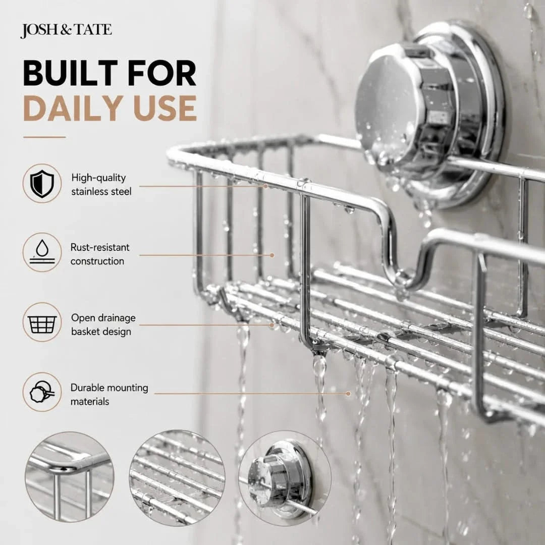 Twist-Lock Wire Shower Shelf, No Drilling