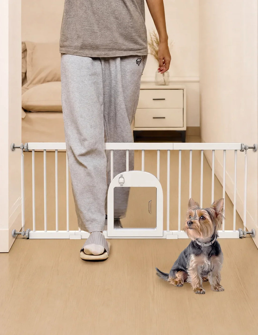 16.5-Inch Small Dog Gate With Pet Door