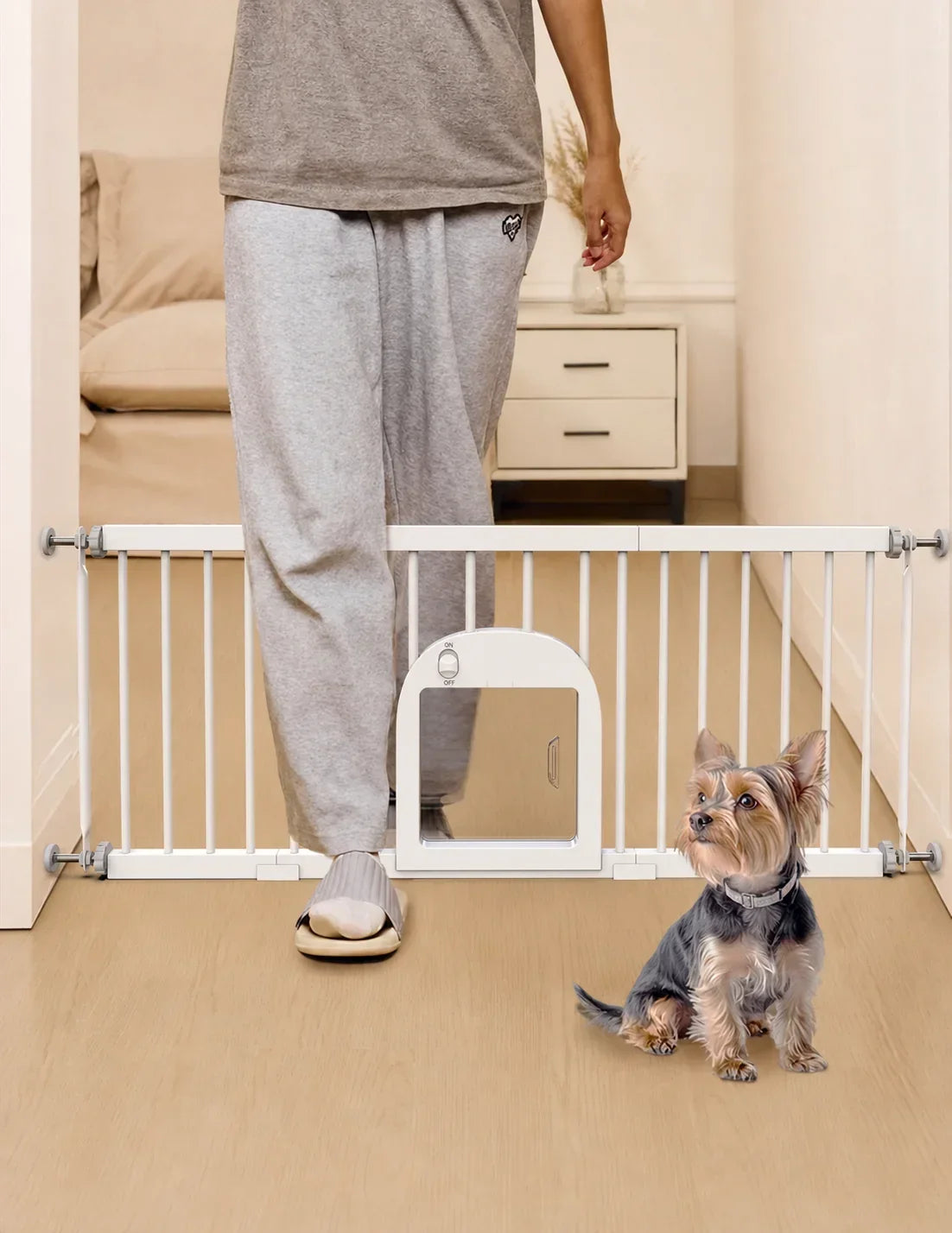 16.5-Inch Small Dog Gate With Pet Door