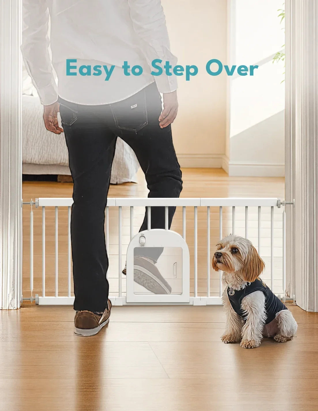 16.5-Inch Small Dog Gate With Pet Door