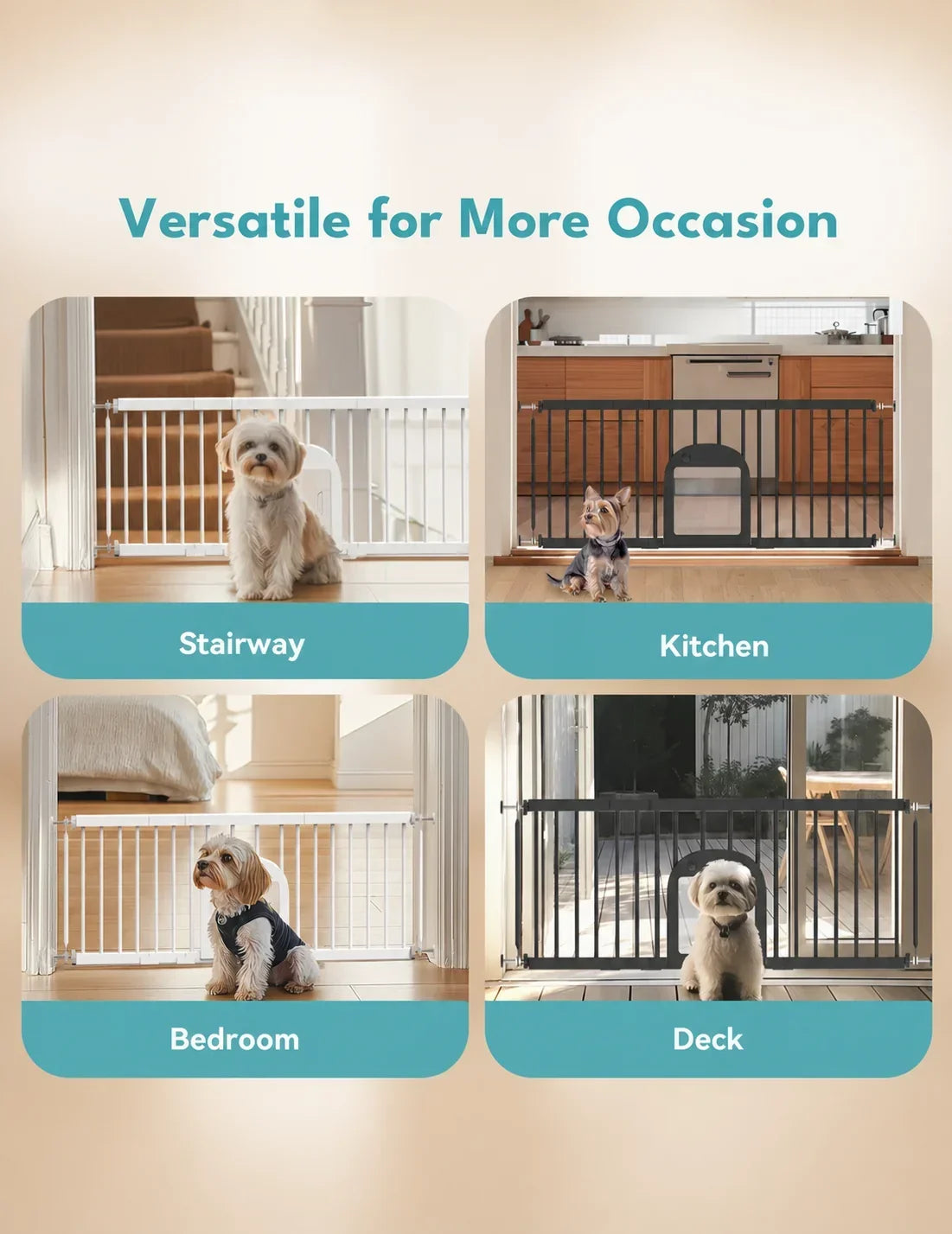 16.5-Inch Small Dog Gate With Pet Door