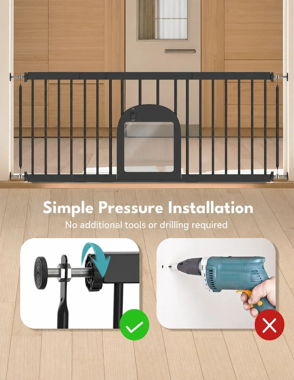 16.5-Inch Small Dog Gate With Pet Door