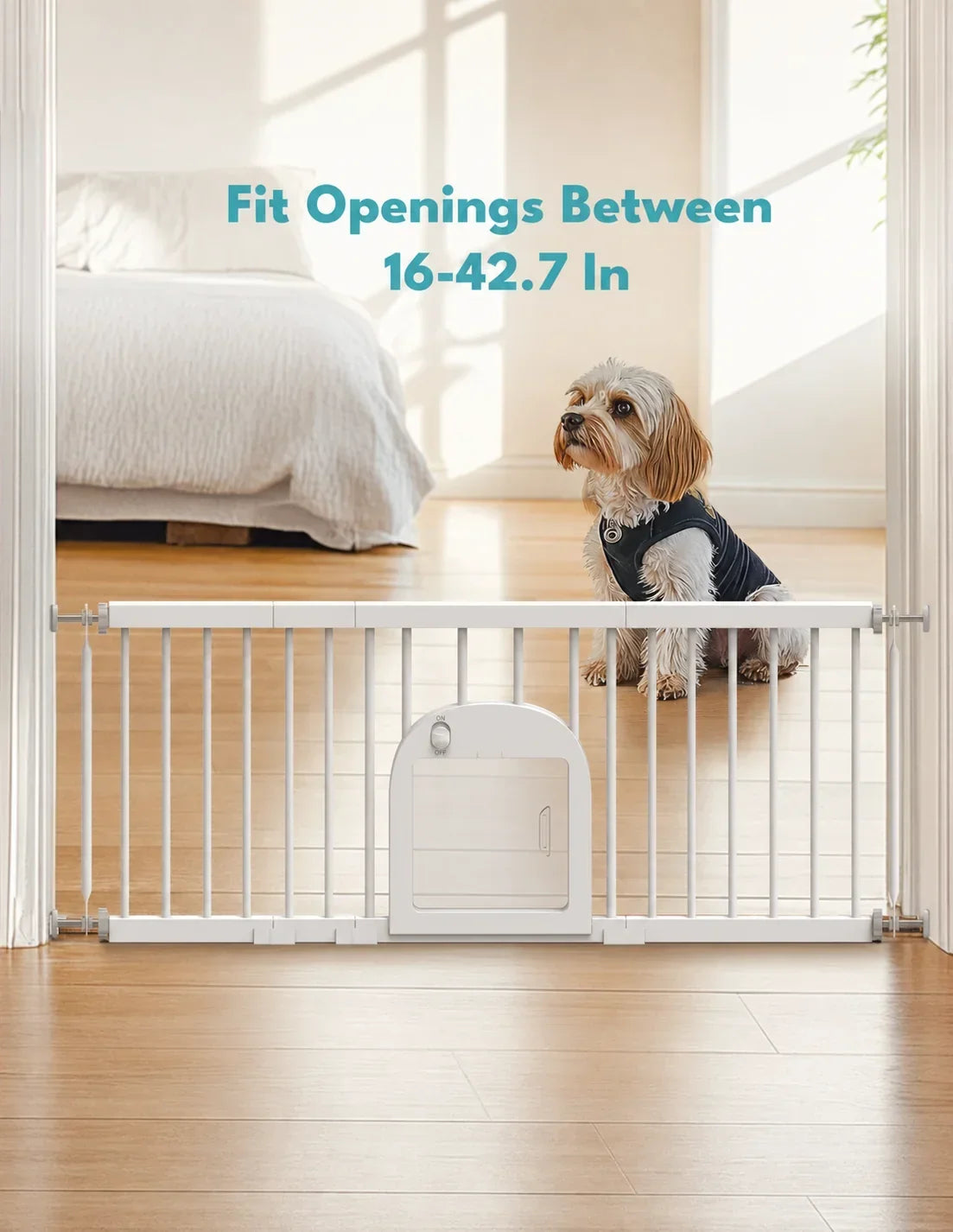 16.5-Inch Small Dog Gate With Pet Door