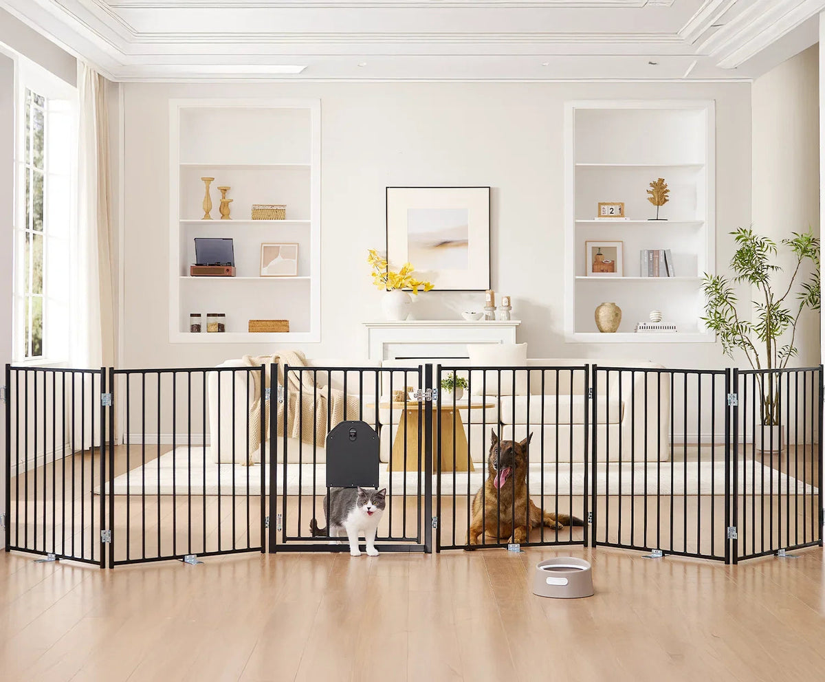 30-Inch Freestanding Dog Gate With Cat Door