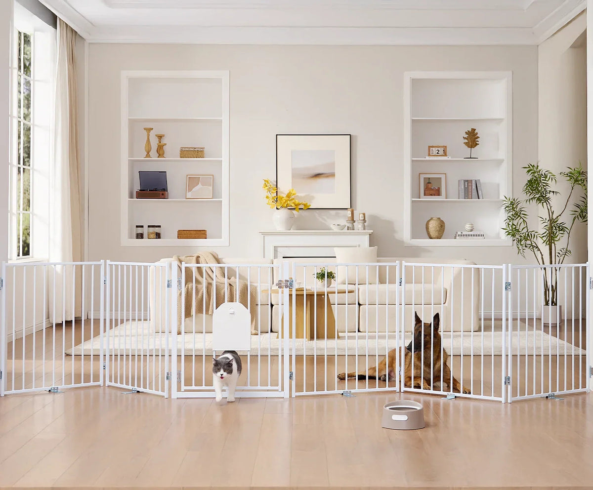 30-Inch Freestanding Dog Gate With Cat Door