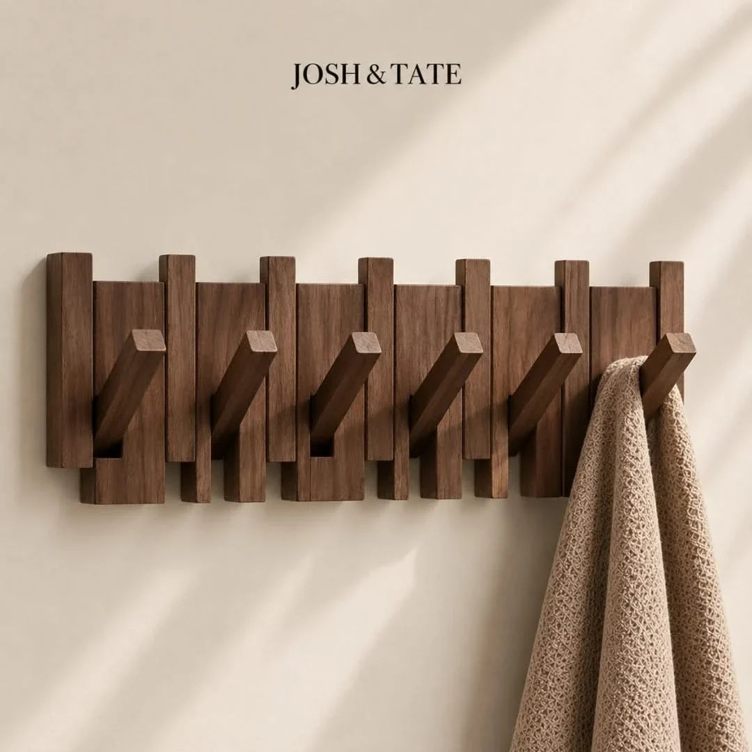Solid Wood Wall Peg Rail, 6 or 8 Hooks