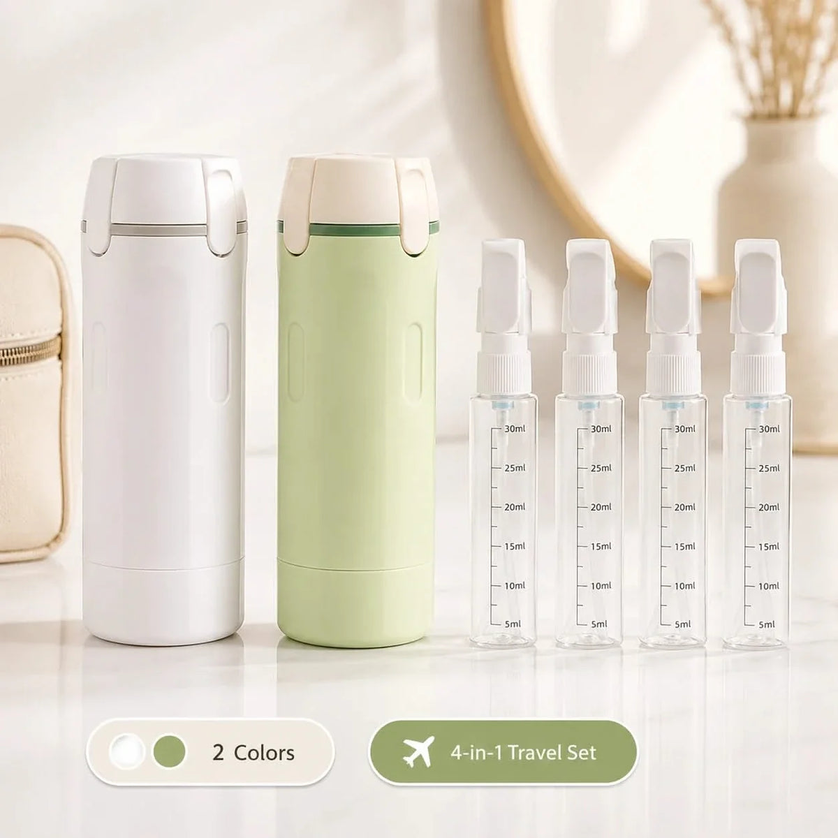 4-in-1 Travel Dispensing Bottle, Refillable