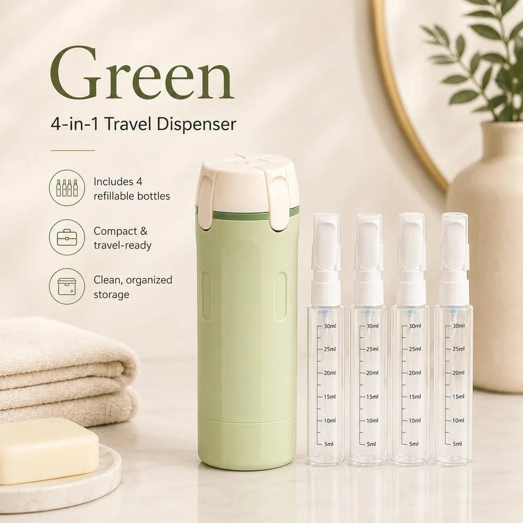 4-in-1 Travel Dispensing Bottle, Refillable