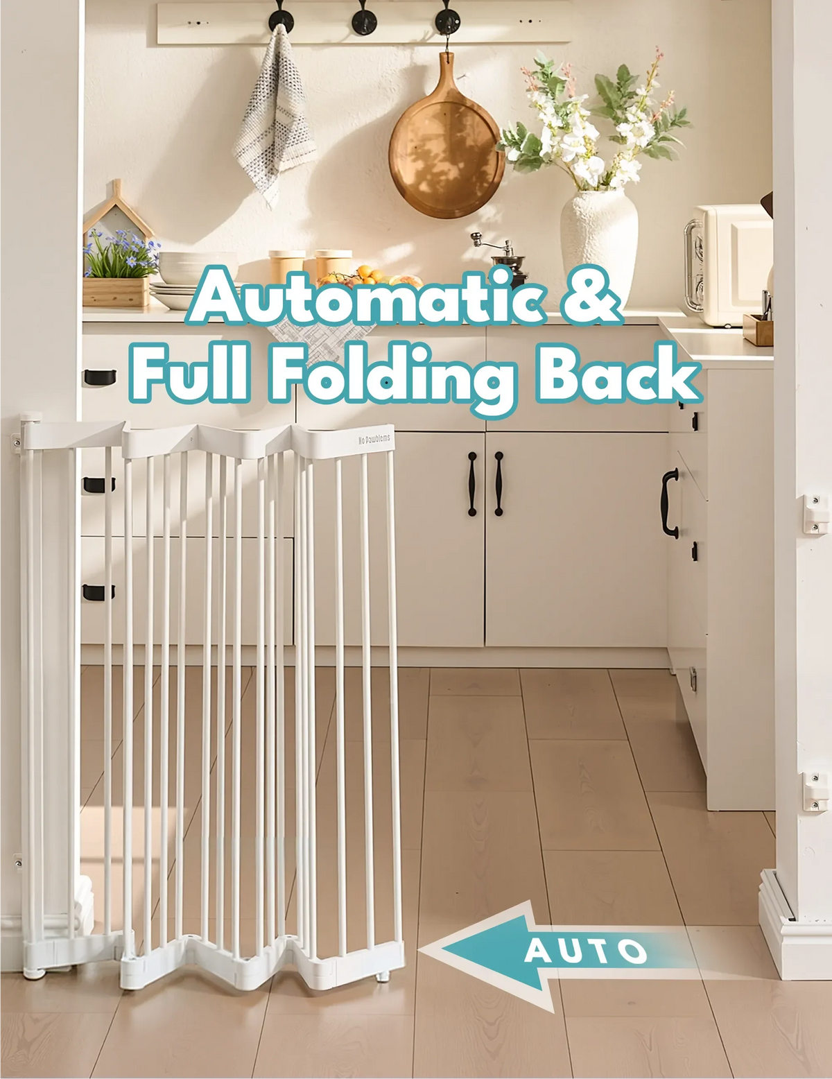 Metal Retractable Dog Gate for Doorways & Stairs